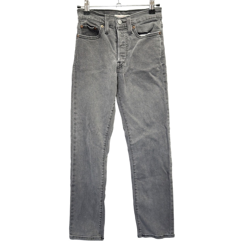 Levi's Wedgie Straight Jeans Women 24 Grey Wash 34964 High Rise Button Fly